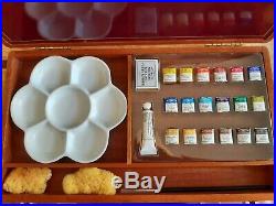 Winsor & Newton Artists Water Colour Wooden Box Set of Half Pans