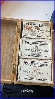 Winsor & Newton LTD Moist Water Colour in Half Pans Watercolor Box Sets Vintage