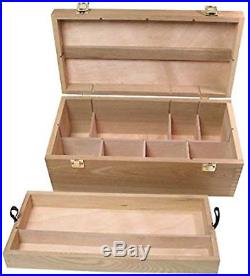 Wood Box Supply Chest Art Craft Tools Storage Organizer Artist Cabinet Toolbox