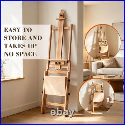 Wood H-Frame Easel, Large Painting Easel with Storage Box and Palette, Solid Bee