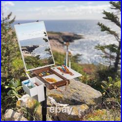 Wood Travel Watercolor Palette, Plein Air Easel Pochade Box for Art Supplies