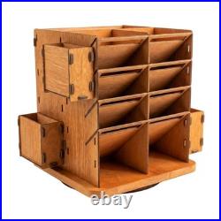 Wooden Art Organizer Slotted Compartment Desk Holder Open Shelf
