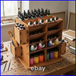 Wooden Art Organizer Slotted Compartment Desk Holder Open Shelf
