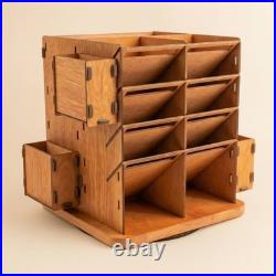 Wooden Art Organizer Slotted Compartment Desk Holder Open Shelf