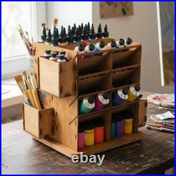 Wooden Art Organizer Slotted Compartment Desk Holder Open Shelf