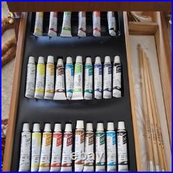 Wooden Box Artist Easel Adjustable Sketch Board with Storage Drawer & Oil Paints