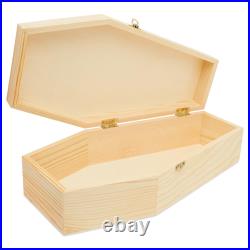 Wooden Coffin Box 12 inch Unfinished, Halloween Decor, Pet Casket Woodpeckers