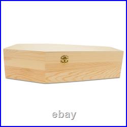 Wooden Coffin Box 18 inch Unfinished, Halloween Decor, Pet Casket Woodpeckers
