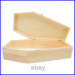 Wooden Coffin Box 18 inch Unfinished, Halloween Decor, Pet Casket Woodpeckers