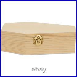 Wooden Coffin Box 9 inch Unfinished, Halloween Decor, Pet Casket Woodpeckers