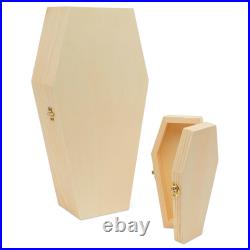 Wooden Coffin Box 9 inch Unfinished, Halloween Decor, Pet Casket Woodpeckers