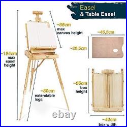 Wooden Easel Stand Painting Tripod Table Top Easel with Wooden Palette &