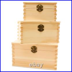 Wooden Nesting Boxes with Hinged Lids, Unfinished, Set of 3 Woodpeckers