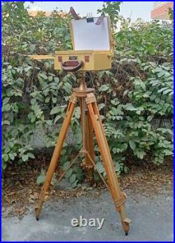 Wooden Painter's Easel Box on Tripod Artisan Organizer for Art Tools and Brushes