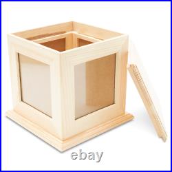 Wooden Photo Cube 5-? , Keepsake Box with Frames for Crafts/Decor Woodpeckers
