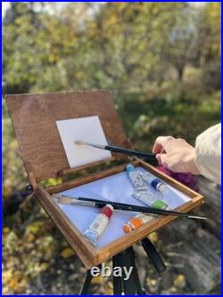 Wooden Pochade Box By Shrubmart, Portable Artist Easelfor Plein Air Painter